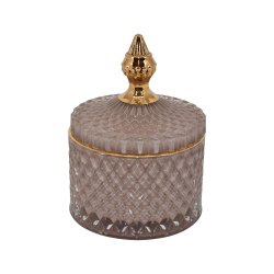 Glas krukker - champagne farvet m/lg i 2 strrelser